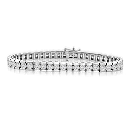Bracciale Incastonato A Canale Con Vero Diamanti A Taglio Rotondo Scintillante Da 6.75 Carati WG 14K