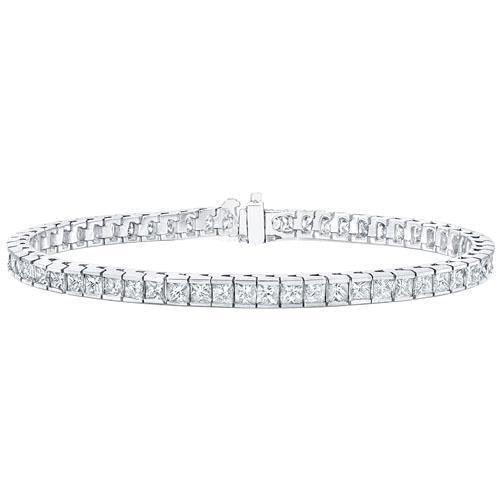 Bracciale Incastonato Canale 8.55 Carati Con Genuino Diamanti Taglio Princess WG 14K