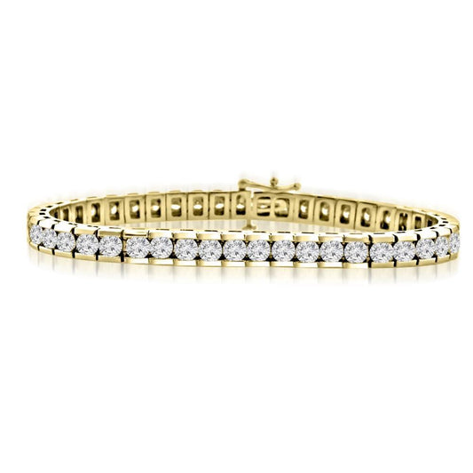 Bracciale Incastonato Canale 8.80 Carati Vero Diamanti Taglio Rotondo YG 14K