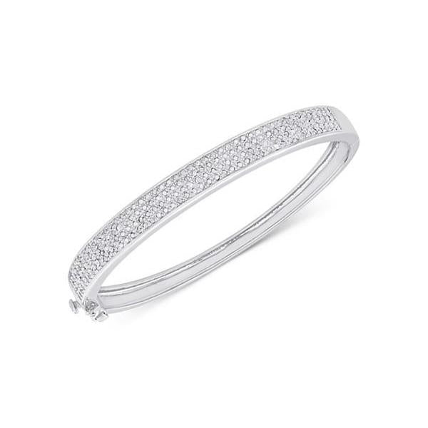 Bracciale Rigido 4 Carati Con Naturale Diamanti Taglio Rotondo In Oro Bianco 14K