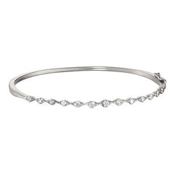 Bracciale Rigido Con Genuino Diamanti Taglio Rotondo 3,25 Carati In Oro Bianco