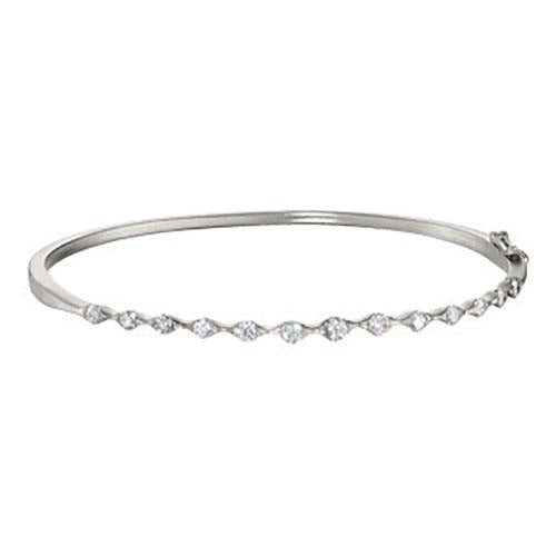 Bracciale Rigido Con Genuino Diamanti Taglio Rotondo 3,25 Carati In Oro Bianco