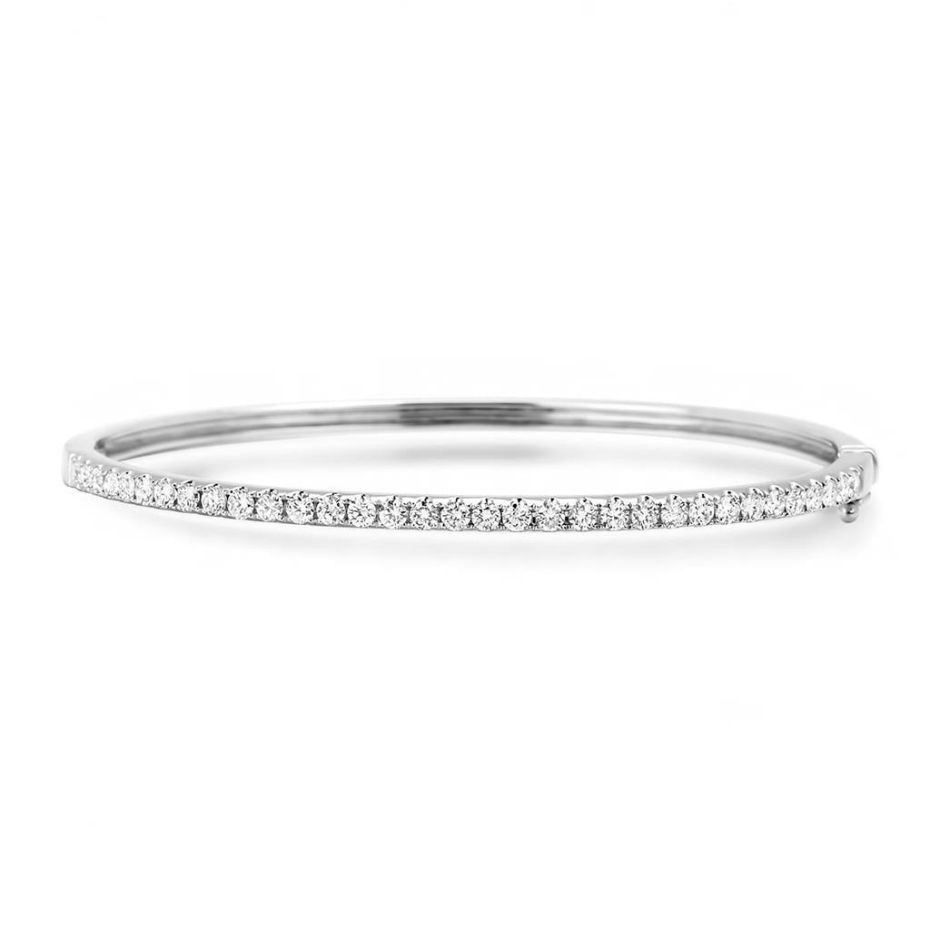 Bracciale Rigido Da Donna Con Vero Diamanti Taglio Rotondo. Oro 3.20 Ct 14K