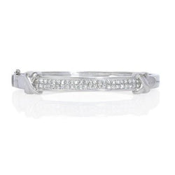 Bracciale Rigido Da Donna In Oro Bianco 14K Con Genuino Diamanti Taglio Princess Da 2,50 Ct