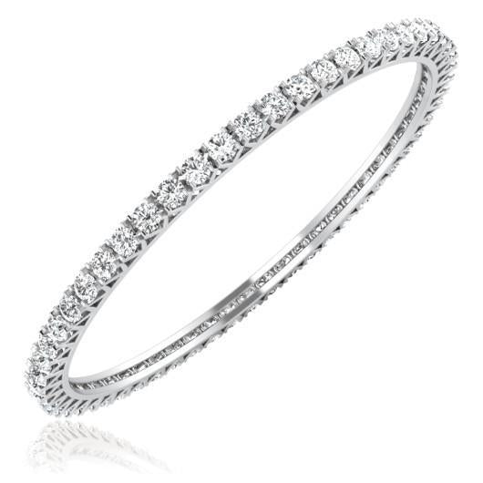 Bracciale Rigido Da Donna In Oro Bianco 14K Con Naturale Diamanti Scintillanti 12 Ct