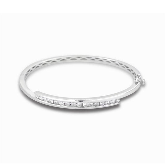 Bracciale Rigido Da Donna In Oro Bianco 14K Con Naturale Diamanti Tondi Da 2,40 Carati