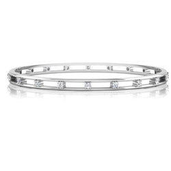 Bracciale Rigido Da Donna In Oro Bianco 14K Con Vero Diamanti Taglio Rotondo 3,00 Carati