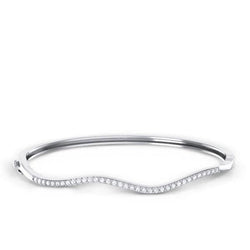 Bracciale Rigido Da Donna In Oro Bianco Con Genuino Diamanti A Taglio Rotondo Da 3,50 Ct