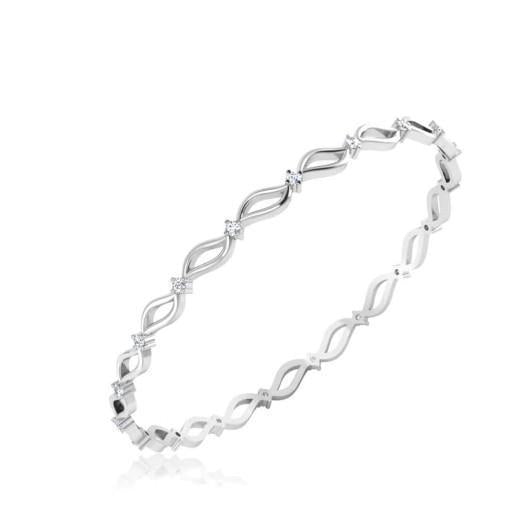 Bracciale Rigido In Oro Bianco 14K Con Genuino Diamanti Taglio Rotondo Da 2,85 Ct