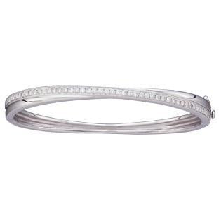 Bracciale Rigido In Oro Bianco 14K Con Naturale Diamanti A Taglio Rotondo Da 2,45 Ct