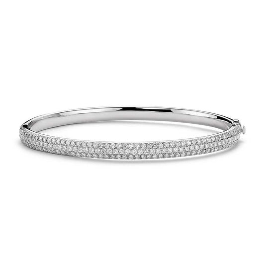 Bracciale Rigido In Oro Bianco 14K Con Vero Diamanti Rotondi 9 Ct Novità