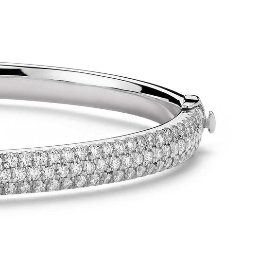 Bracciale Rigido In Oro Bianco 14K Con Vero Diamanti Rotondi 9 Ct Novità