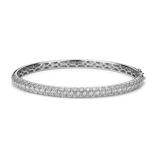 Bracciale Rigido In Oro Bianco 14K Con Vero Diamanti Tondi Da 7,20 Ct