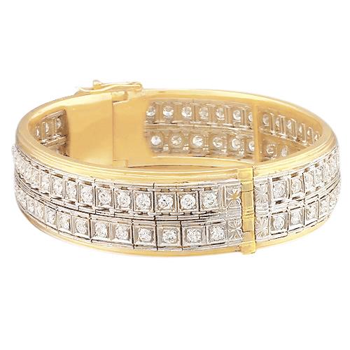 Bracciale Rigido In Oro Giallo 14K Con Naturale Diamanti 9 Carati.