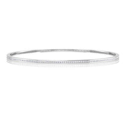 Bracciale Rigido Piccolo Con Naturale Diamanti Tondi In Oro Bianco 3.80 Carati 14K