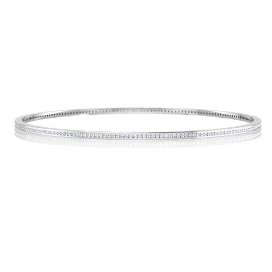 Bracciale Rigido Piccolo Con Naturale Diamanti Tondi In Oro Bianco 3.80 Carati 14K