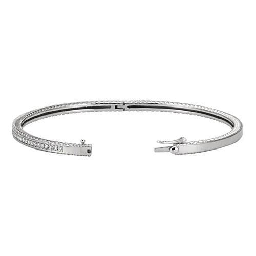 Bracciale Rigido Rotondo In Oro Bianco 14K Con Pavé Di Vero Diamanti Da 2,40 Ct