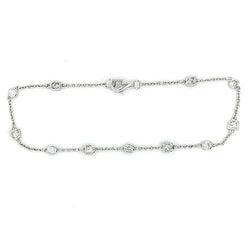 Bracciale Stazione Naturale Diamante Rotondo 3.30 Carati 11 Pietre Oro Bianco 14K