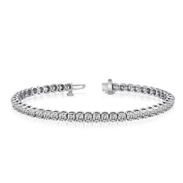Bracciale Taglio Rotondo Vero Diamante Oro Bianco 14K 5 Carati