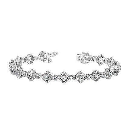 Bracciale Tennis 12 Carati Naturale Diamanti Rotondi Oro Bianco 14K Nuovi Gioielli