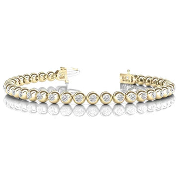 Bracciale Tennis 14K YG Taglio Rotondo Lunetta Con Vero Diamanti 16.75 Carati