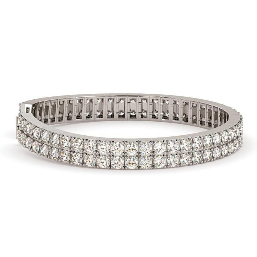 Bracciale Tennis 15 Carati Rotondi A Doppia Fila Di Vero Diamanti Wg Con Oro Bianco 14K