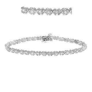 Bracciale Tennis 2 Carati Vero Diamante Tondo Bianco 14K Oro bianco