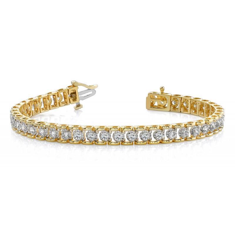 Bracciale Tennis 8 Carati Vero Diamanti Tondi Oro Giallo 14K