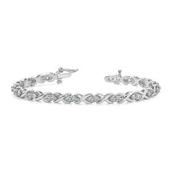 Bracciale Tennis A Maglie Stile X Con Vero Diamanti Tondi Oro 4,80 Ct