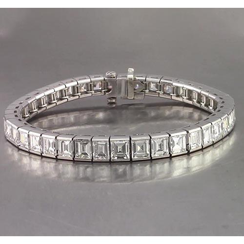 Bracciale Tennis Asscher Con Genuino Diamanti 26.65 Carati Gioielli In Oro Bianco Novità