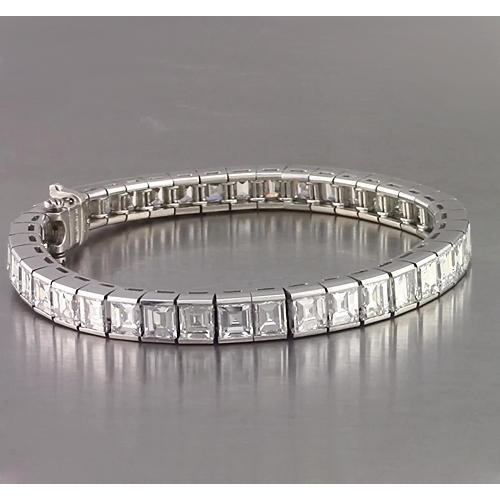 Bracciale Tennis Asscher Con Genuino Diamanti 26.65 Carati Gioielli In Oro Bianco Novità