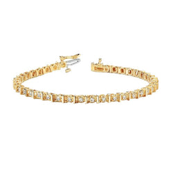 Bracciale Tennis Base In Oro Giallo 14K Vero Diamanti 2 Carati