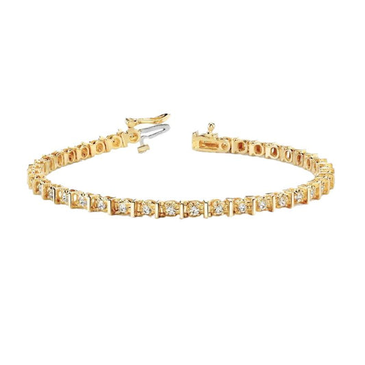 Bracciale Tennis Base In Oro Giallo 14K Vero Diamanti 2 Carati