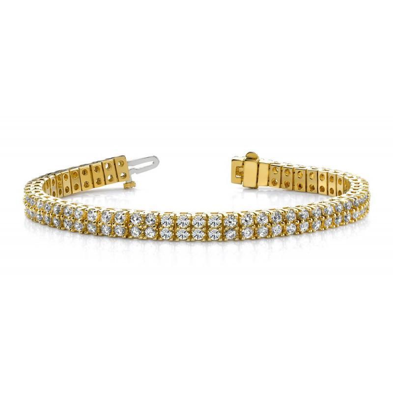 Bracciale Tennis Basic Naturale Diamanti Rotondi Oro Giallo 14K 11 Carati