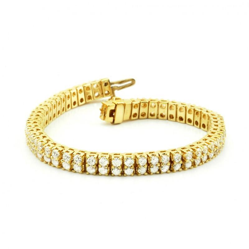 Bracciale Tennis Basic Naturale Diamanti Rotondi Oro Giallo 14K 11 Carati