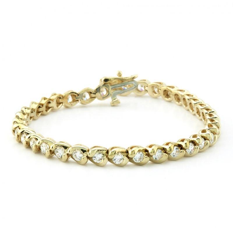 Bracciale Tennis Basic Vero Diamanti Rotondi Oro Giallo 14K 6 Carati