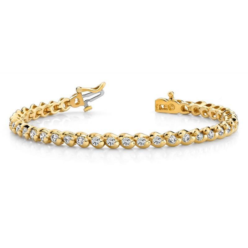 Bracciale Tennis Basic Vero Diamanti Rotondi Oro Giallo 14K 6 Carati