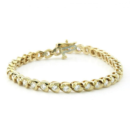 Bracciale Tennis Basic Vero Diamanti Rotondi Oro Giallo 14K 6 Carati