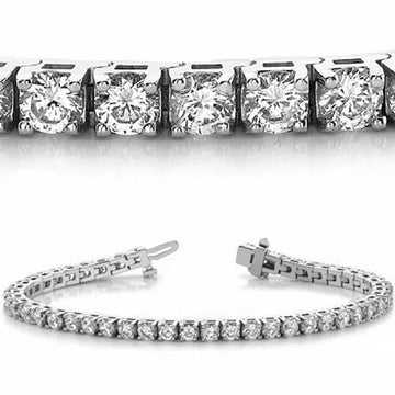 Bracciale Tennis Brillante Vero Diamante Taglio Tondo 6.90 Carati Oro Bianco 14K