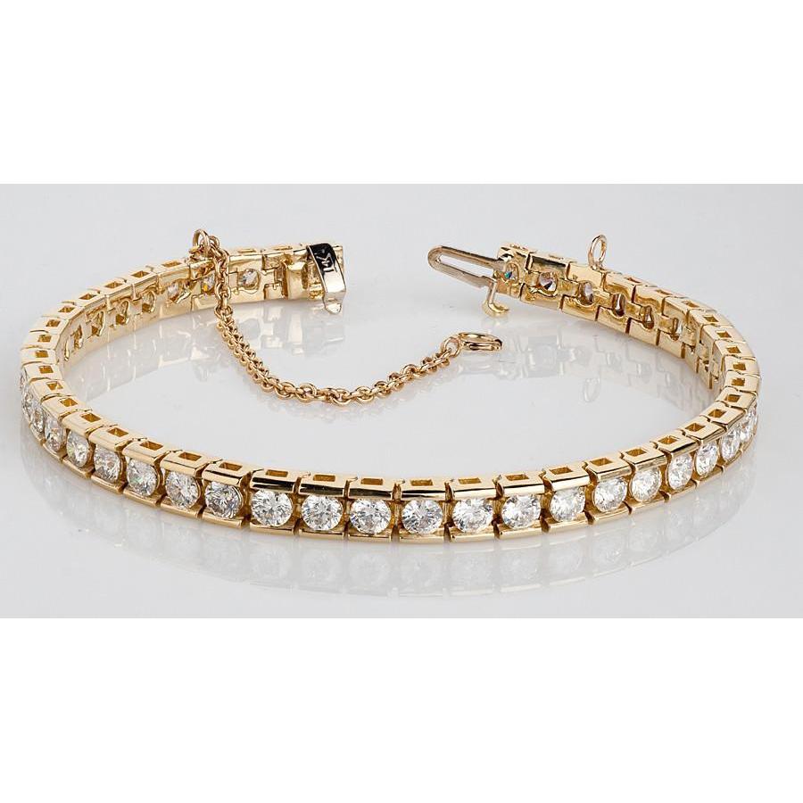 Bracciale Tennis Channel Con Vero Diamanti Tondi Da 8.80 Carati Incastonato In Oro