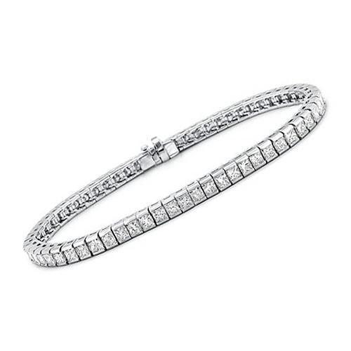 Bracciale Tennis Con Genuino Diamanti Scintillanti Taglio Princess 9 Carati WG 14K
