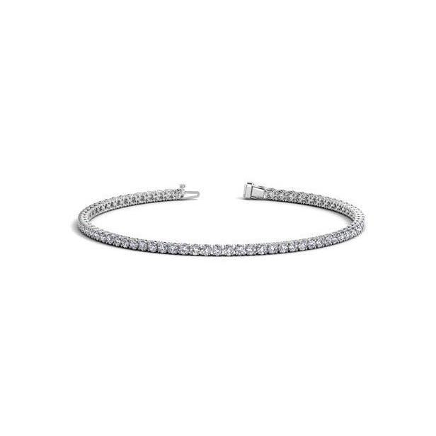 Bracciale Tennis Con Genuino Diamanti Tondi Taglio Brillante 3.50 Carati Oro Bianco