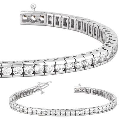 Bracciale Tennis Con Naturale Diamanti A Canale Rotondo. Gioielli In Oro Massiccio 8.55 Ct