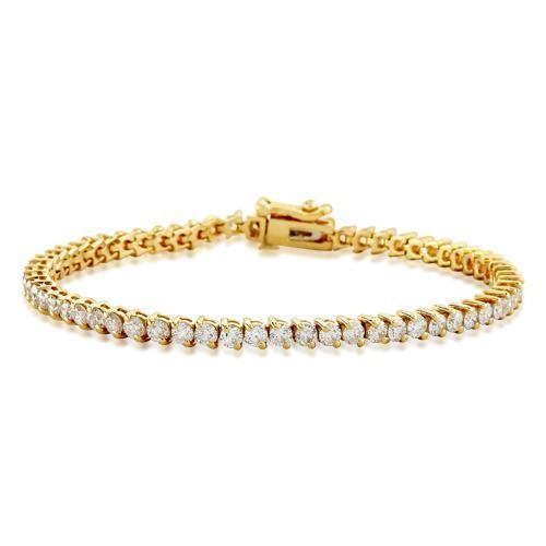 Bracciale Tennis Con Naturale Diamanti A Taglio Rotondo. 4.80 Carati. YG 14K