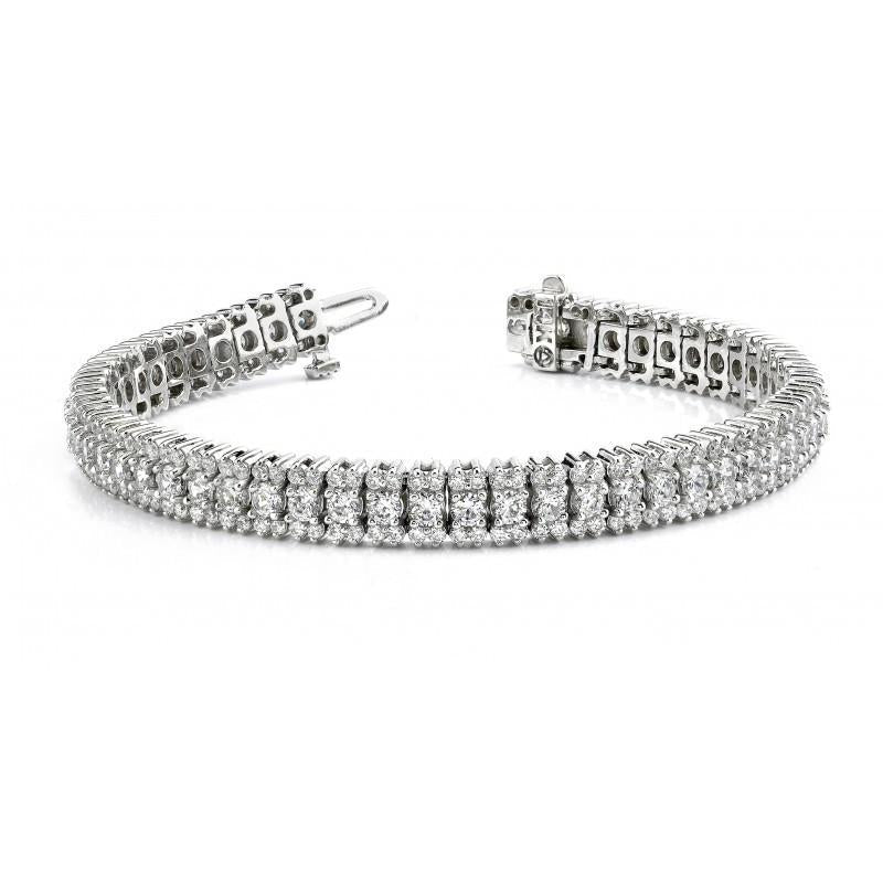 Bracciale Tennis Con Naturale Diamanti Tondi 10 Carati Oro Bianco 14K