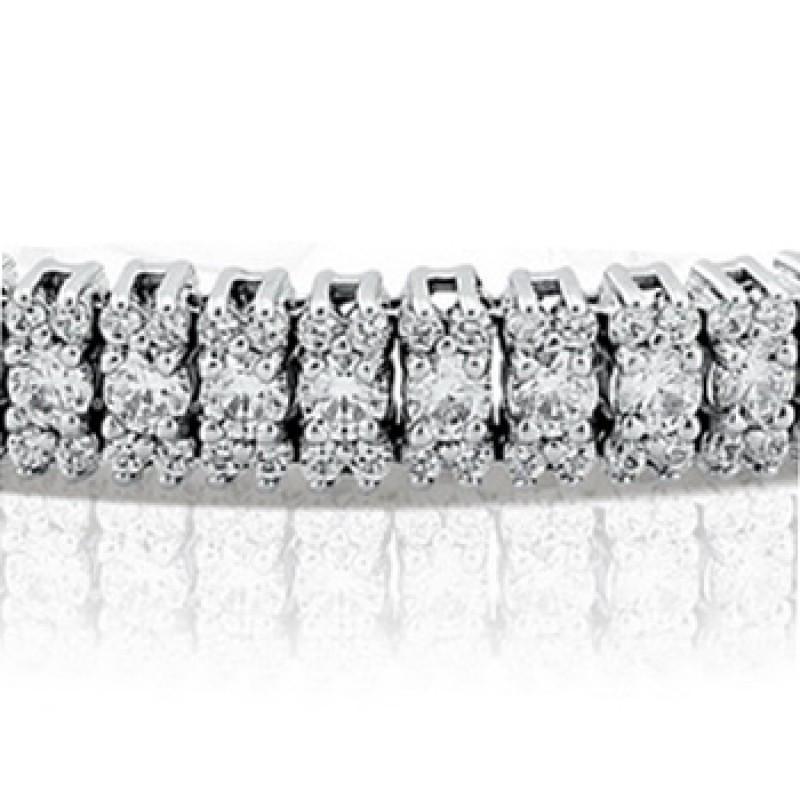 Bracciale Tennis Con Naturale Diamanti Tondi 10 Carati Oro Bianco 14K