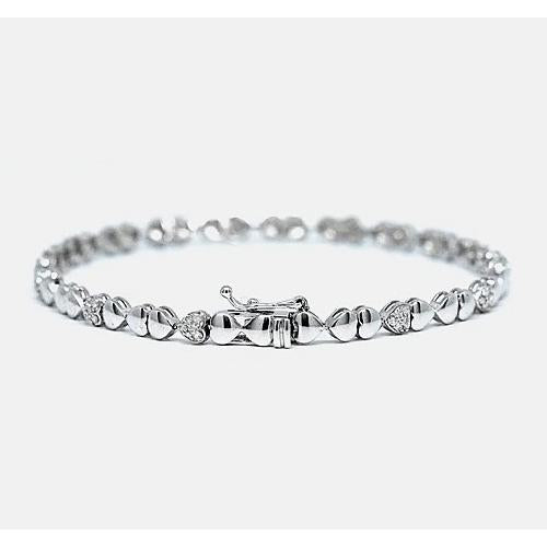 Bracciale Tennis Con Vero Diamanti A Forma Di Cuore 2 Carati FG Oro Bianco 14K