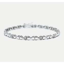 Bracciale Tennis Con Vero Diamanti A Forma Di Cuore 2 Carati F/G Oro Bianco 14K