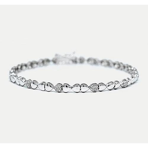 Bracciale Tennis Con Vero Diamanti A Forma Di Cuore 2 Carati FG Oro Bianco 14K