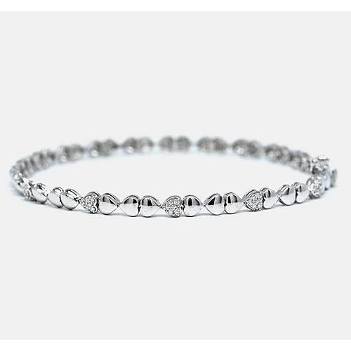 Bracciale Tennis Con Vero Diamanti A Forma Di Cuore 2 Carati FG Oro Bianco 14K